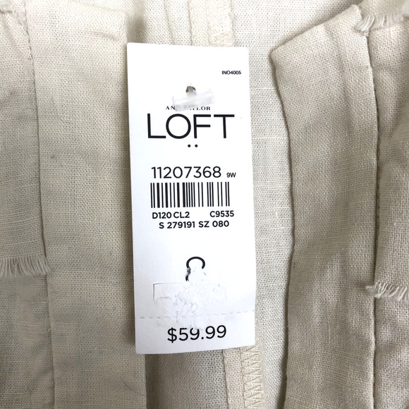 NWT ANN TAYLOR LOFT Linen Cotton Cropped Ruffle Open Jacket Sz 8 Ivory Raw Edge - Picture 3 of 10